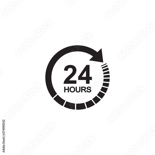 24 hours clock sign icon in flat style. Twenty four hour open vector illustration on white isolated. Timetable business concept