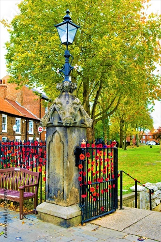 Selby poppy centenary - gateway to Selby Minster  photo