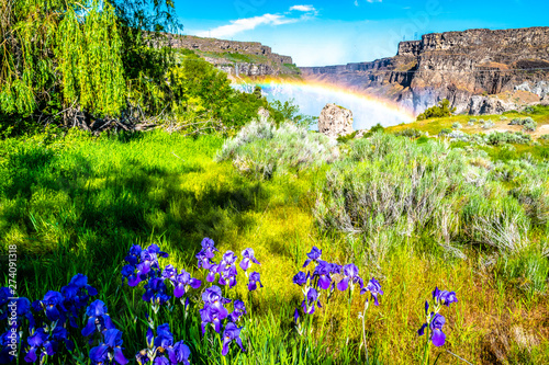 Beautiful Morning With Double Rainbows at Shoshone Falls in Twin Falls Idaho