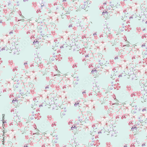 Seamless vintage floral pattern for gift wrap and fabric design