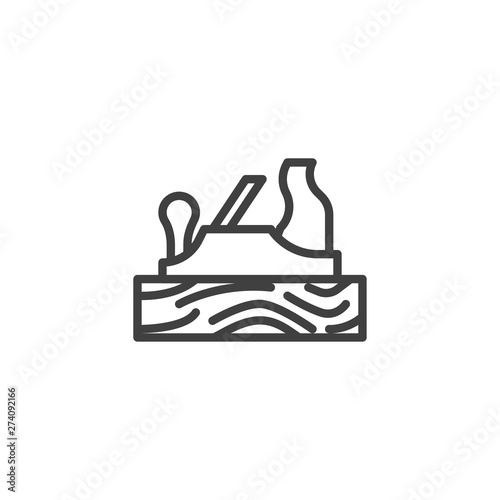 Hand plane line icon. Carpenter tool for shaping wood linear style sign for mobile concept and web design. Jointer plane outline vector icon. Woodworking tool symbol logo illustration. Vector graphics