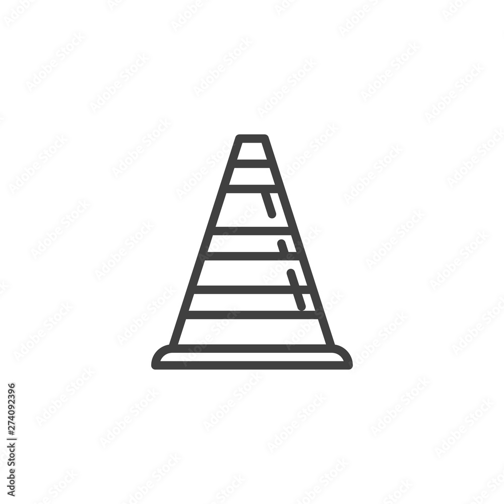 Safety cone line icon. linear style sign for mobile concept and web design. Striped cone outline vector icon. Symbol, logo illustration. Vector graphics Safety cone line icon. linear style sign for mobile concept and web design. Striped cone outline vector icon. Symbol, logo illustration. Vector graphics