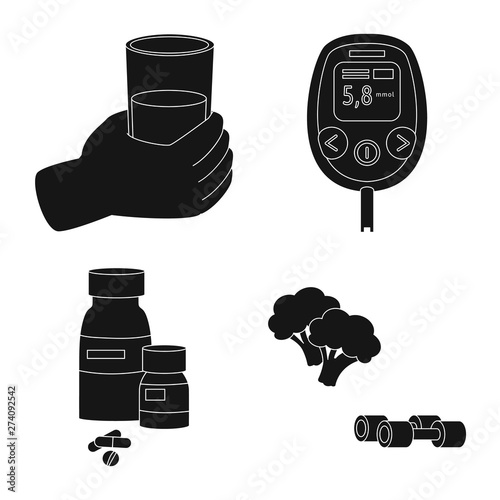 Isolated object of healthcare and medicine logo. Collection of healthcare and diabetes stock vector illustration.
