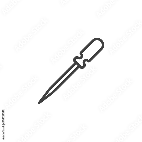 Sharp Awl Tool line icon. linear style sign for mobile concept and web design. Handle awl outline vector icon. Symbol, logo illustration. Vector graphics © alekseyvanin