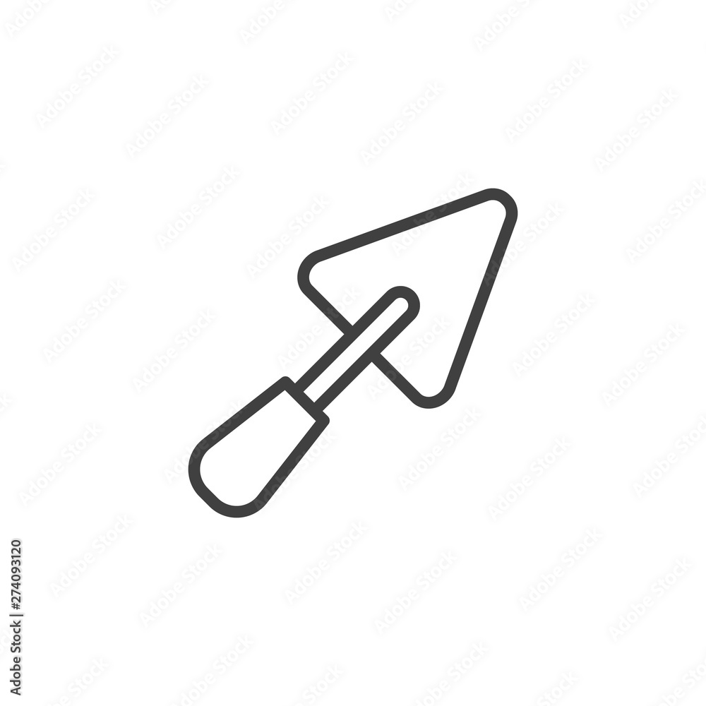 Trowel line icon. linear style sign for mobile concept and web design. Construction tool outline vector icon. Symbol, logo illustration. Vector graphics Trowel line icon. linear style sign for mobile concept and web design. Construction tool outline vector icon. Symbol, logo illustration. Vector graphics