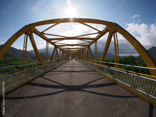 Iron bridge yellow iron Steel frame © travelers.high