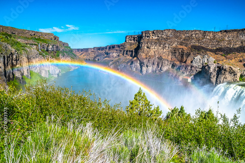 Beautiful Morning With Double Rainbows at Shoshone Falls in Twin Falls Idaho