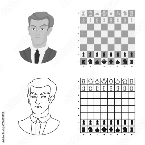 Vector illustration of checkmate and thin symbol. Set of checkmate and target stock vector illustration.