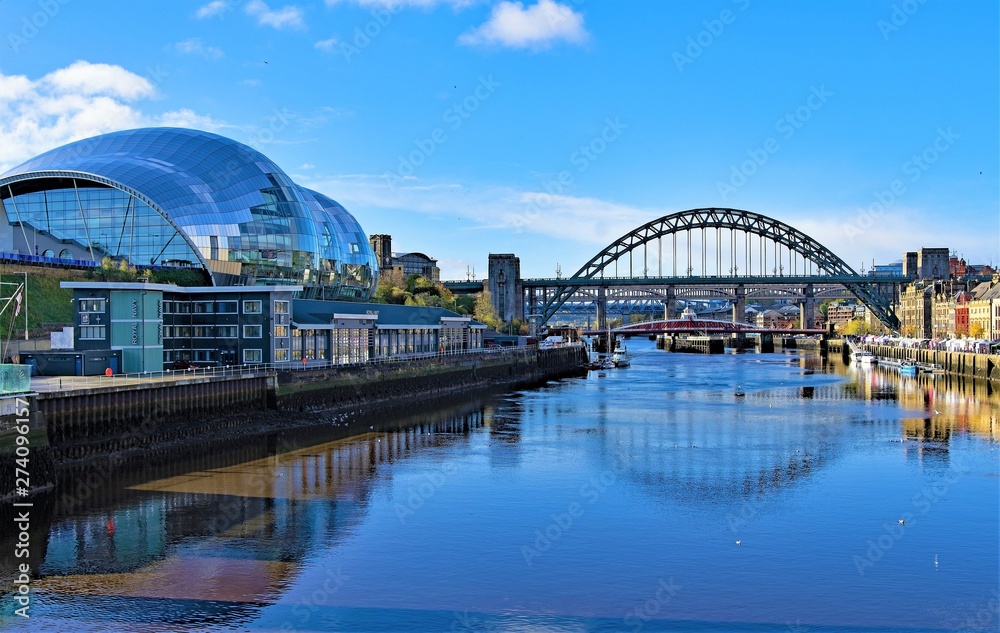 Naklejka premium Reflections on the River Brew, Gateshead, Newcastle