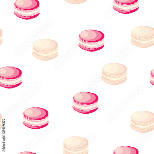 seamless pattern with pink macaroons vector - pastel colors theme