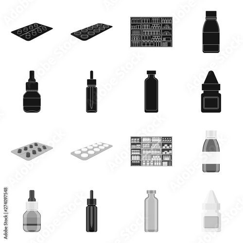 Vector illustration of retail and healthcare icon. Collection of retail and wellness stock vector illustration.