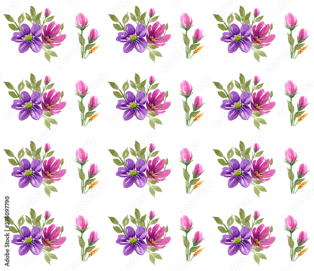 Elegant watercolor flowers seamless spring pattern botanical luxury fashion background illustration for textile and gift wrap Elegant watercolor flowers seamless spring pattern botanical luxury fashion background illustration for textile and gift wrap
