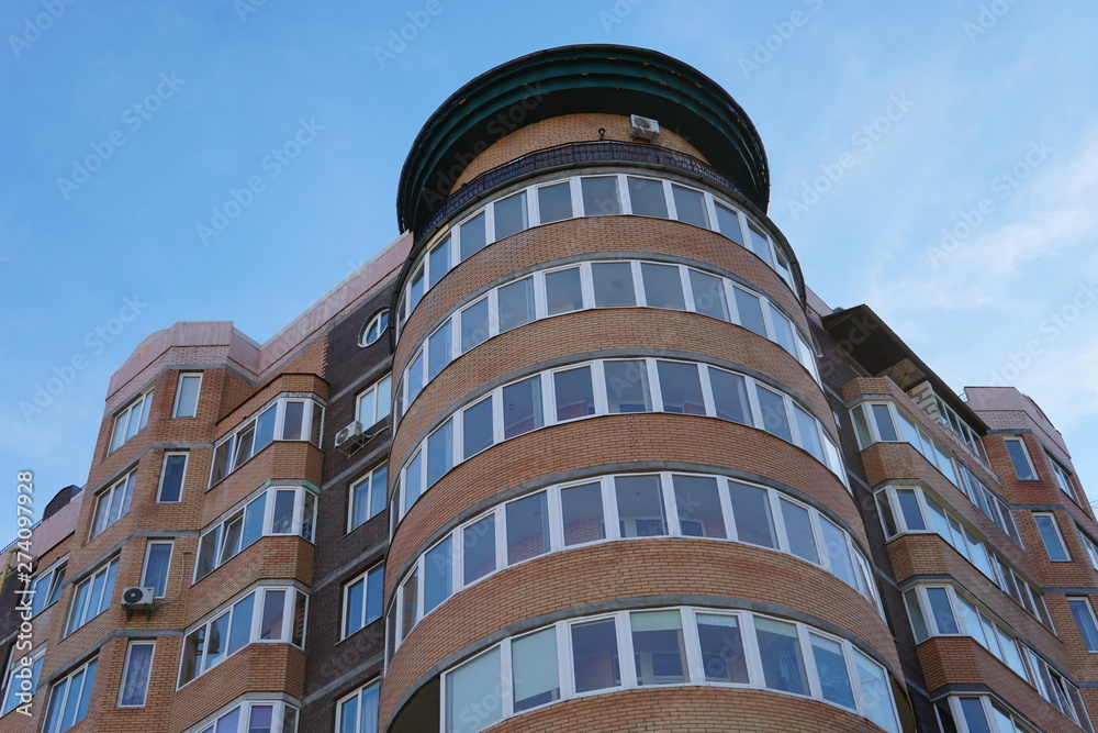 Modern condominium building real etate in city with blue sky