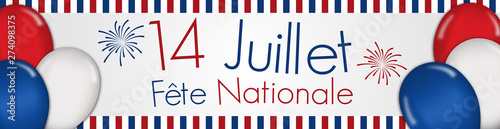 Bannière web sur le thème de la fête nationale du 14 juillet en France