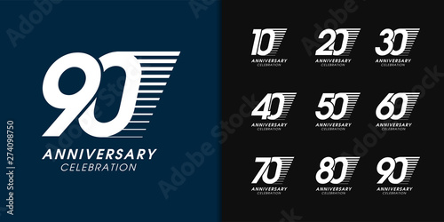 Set of anniversary logotype. Premium anniversary celebration emblem design for company profile, booklet, leaflet, magazine, brochure, web, invitation or greeting card.