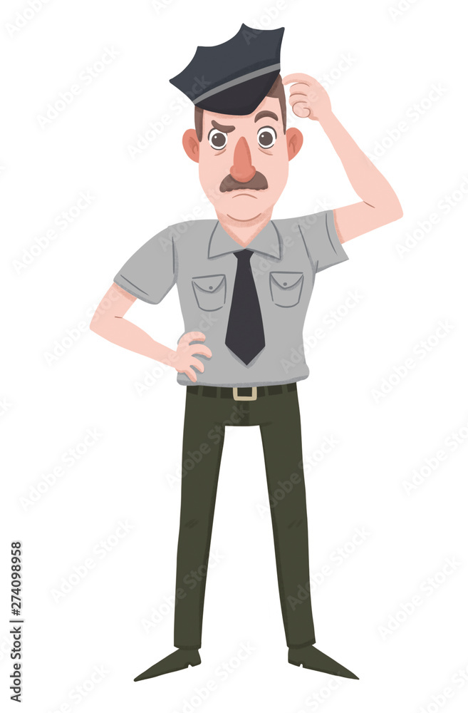 policeman scratching head