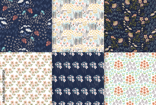 Surface seamless patterns design vector backgrounds collection