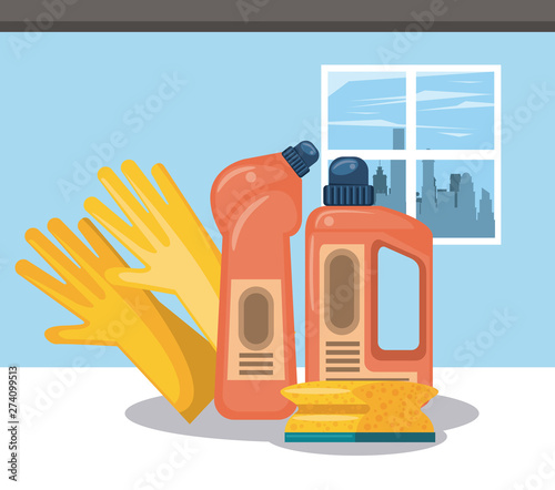 Cleaning products for home cartoons