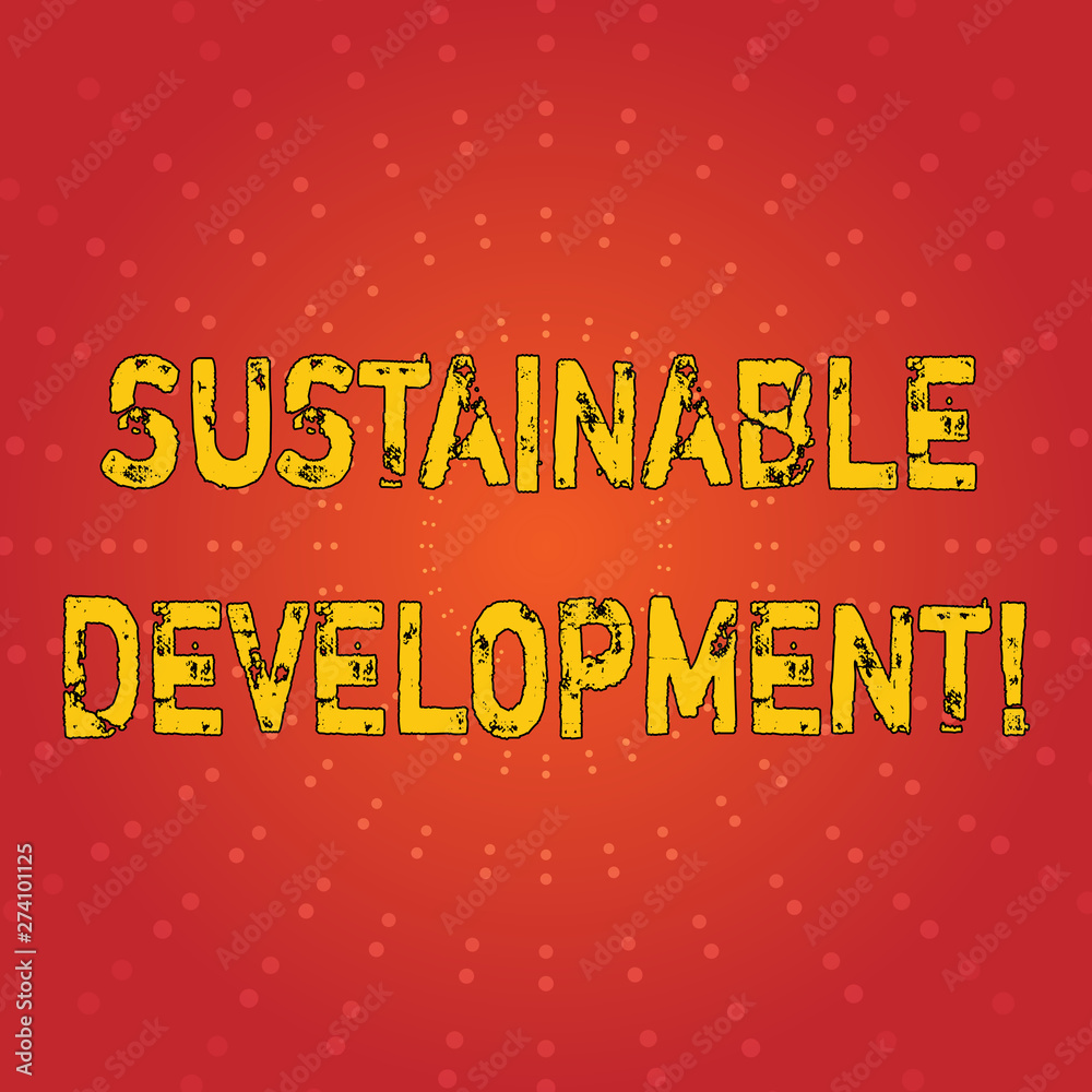Text sign showing Sustainable Development. Business photo text developing without depletion of natural resources Sunburst with Blank Center Space and Halftone Dotted Extended Beam Lines