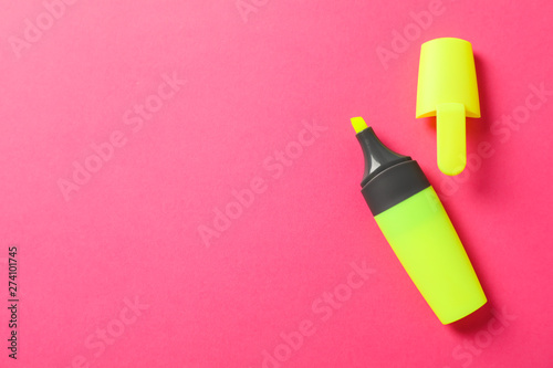 Open highlighter on color background, space for text photo