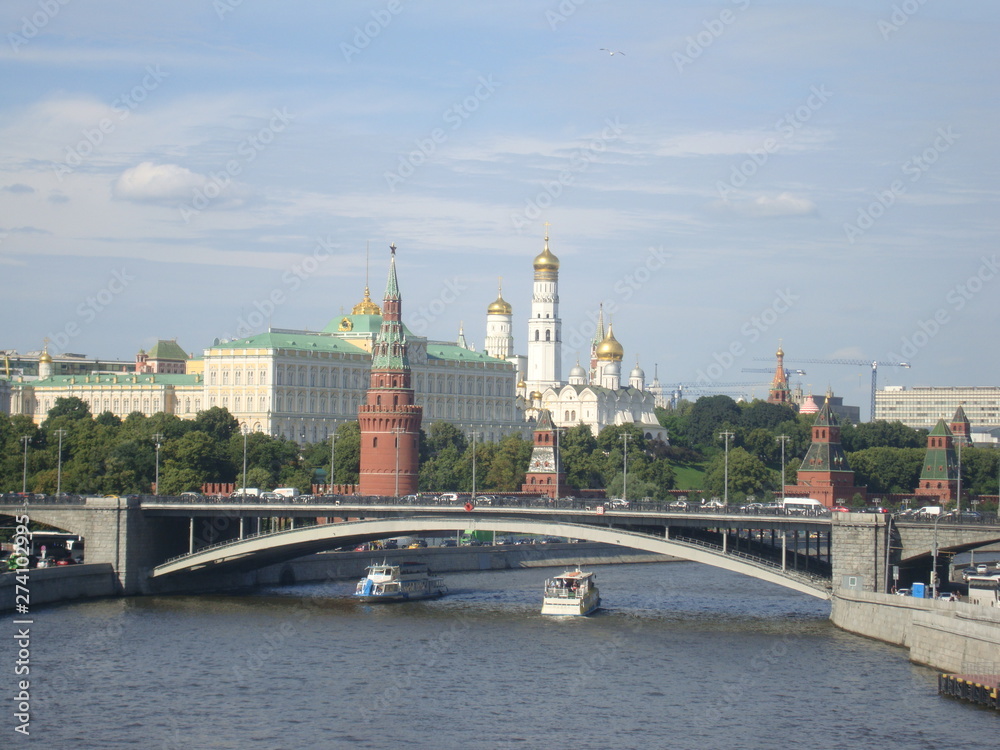 view of the walls and towers of the Moscow Kremlin view of the walls and towers of the Moscow Kremlin