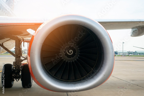 Airplane being preparing ready for takeoff in international airport © tonefotografia