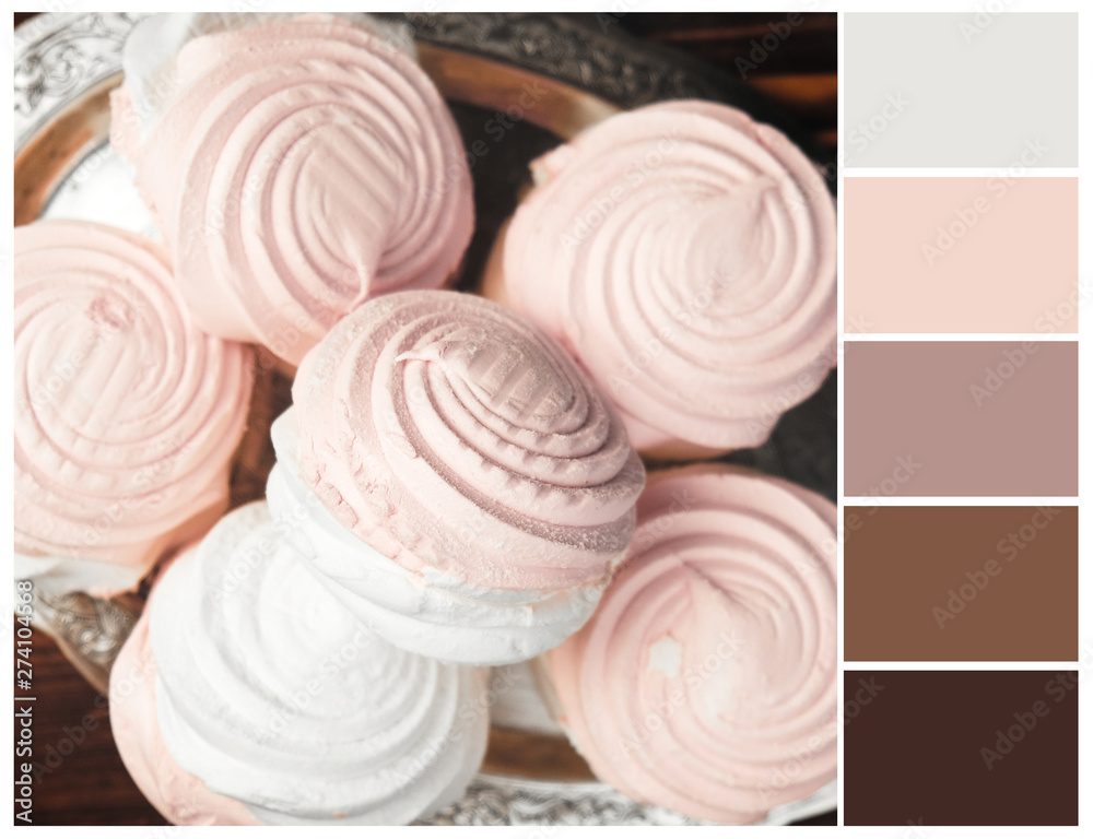 Pastel color palette. Pink and brown color swatch. Photos | Adobe Stock