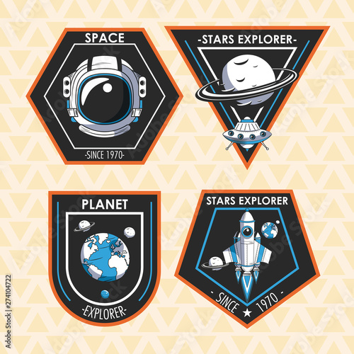 Set of Space explorer patches emblems design photo
