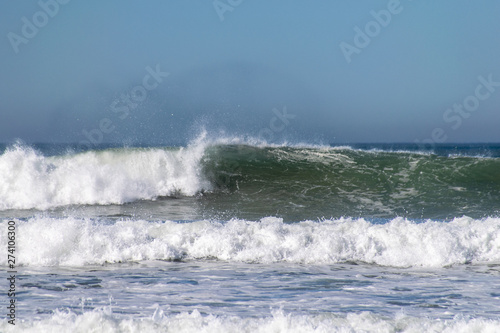 Atlantic ocean waves crashing on Agadir beach, Morocco