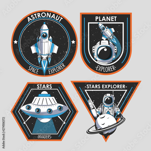 Set of Space explorer patches emblems design photo