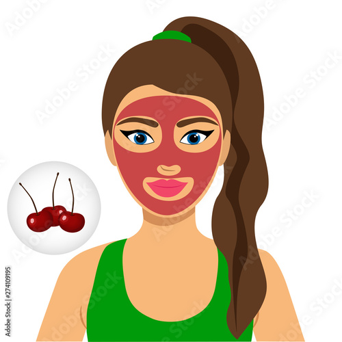 Skin problems. Mask with cherry. Facial treatment.