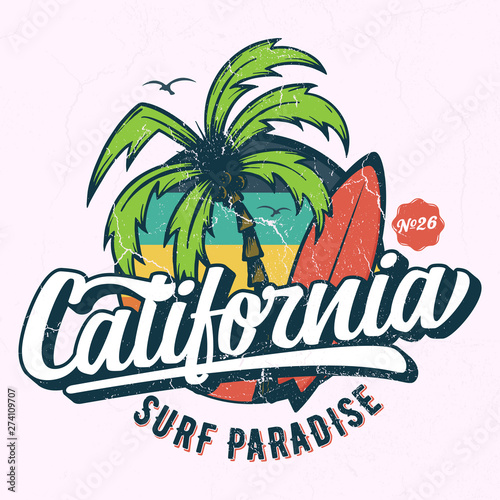 California Surf Paradise - Tee Design For Printing