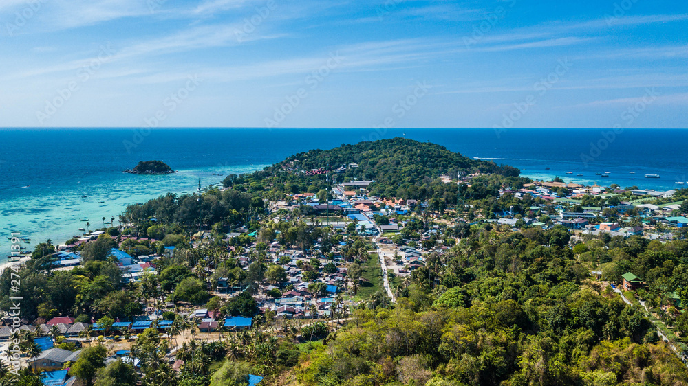 Aerial view of Koh Lipe, tropical beach in the south of Thailand