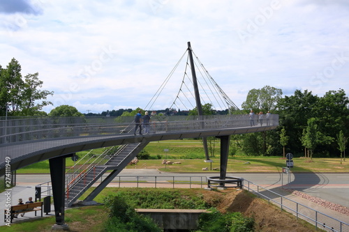 Steel ropes of cable-stayed Footbridge in Frankenberg, Saxony, Germany