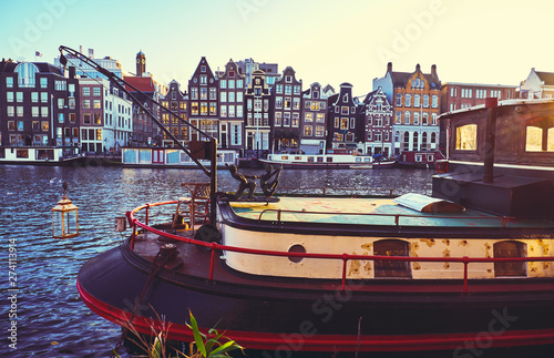 View of the canals  in Amsterdam. Netherlands..