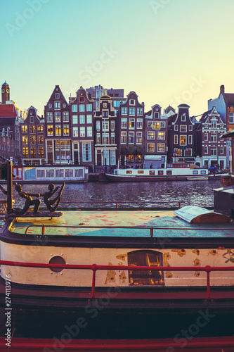 Photography View of the canals  in Amsterdam. Netherlands..