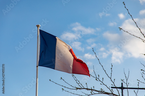 Fototapeta Naklejka Na Ścianę i Meble -  French flag waving on the wind