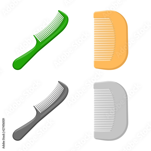 Isolated object of brush and hair sign. Collection of brush and hairbrush stock symbol for web.