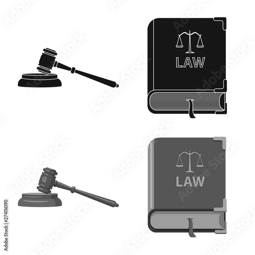Vector illustration of law and lawyer logo. Set of law and justice vector icon for stock.