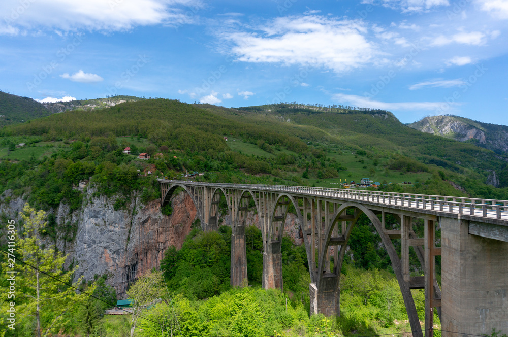 Tara river canyon. Most popular place for visit is the Durdevica bridge. Jurjevich Bridge in Zabljak, Montenegro
