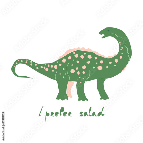 Cute dinosaur color hand drawn vector character