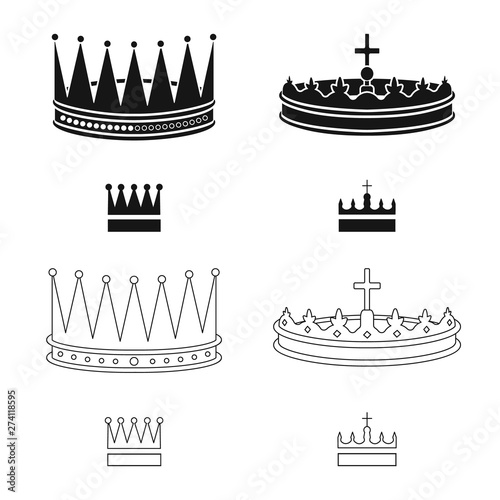 Vector design of medieval and nobility sign. Set of medieval and monarchy stock vector illustration.
