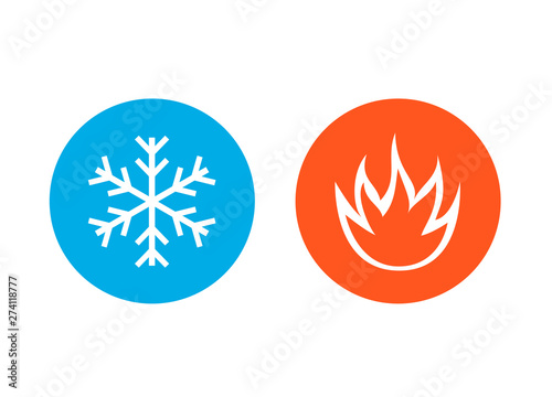 Snowflake and fire icons vector