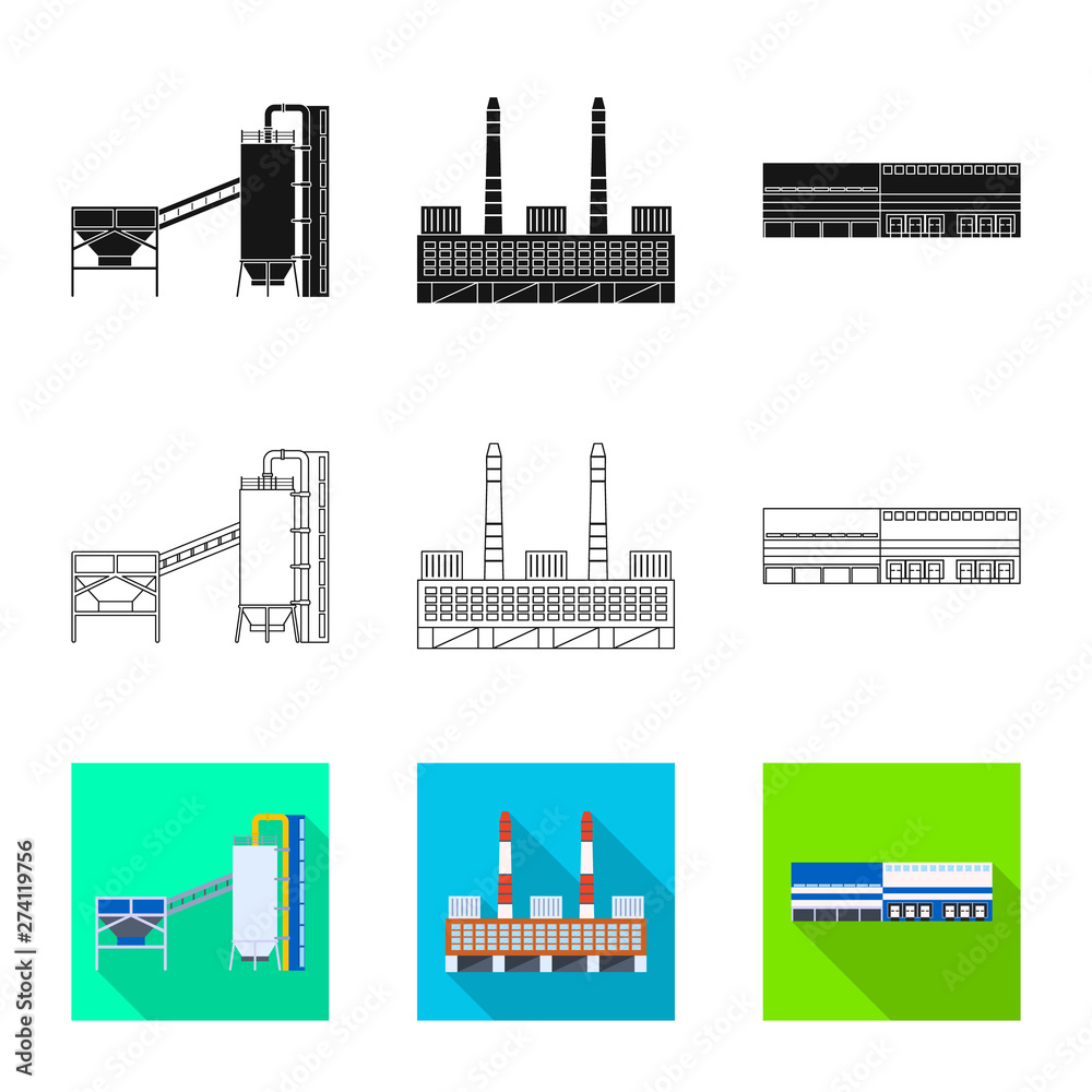 Vector design of production and structure symbol. Collection of production and technology stock symbol for web.