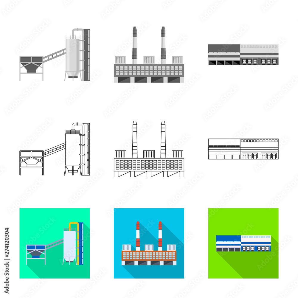 Vector illustration of production and structure icon. Set of production and technology stock symbol for web.