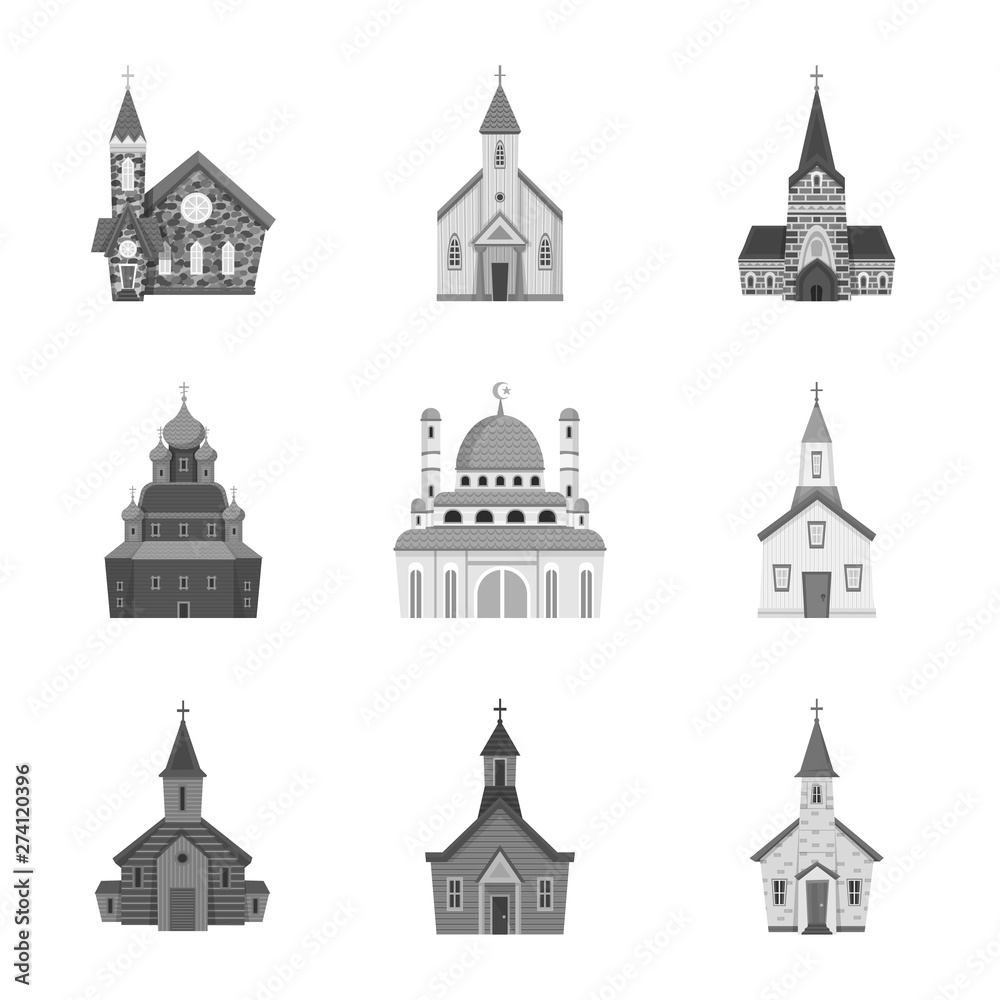 Vector illustration of architecture and faith icon. Collection of architecture and traditional vector icon for stock.
