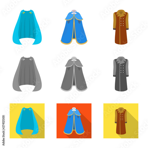 Isolated object of material and clothing symbol. Set of material and garment vector icon for stock.
