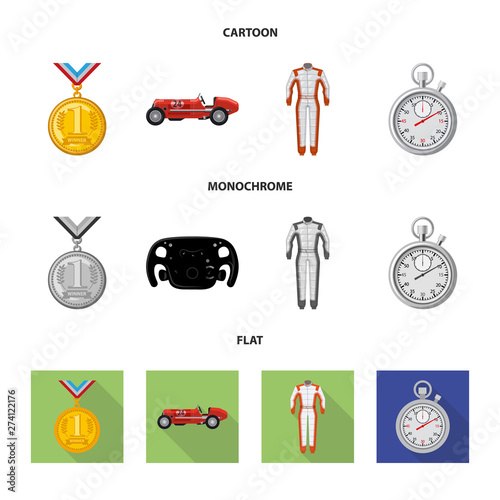 Vector design of car and rally icon. Collection of car and race vector icon for stock.