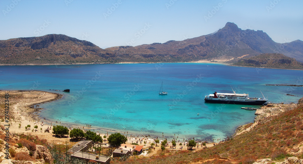 beautiful lazure bay and  tropical beach at Gramvousa island, Crete, Greece
