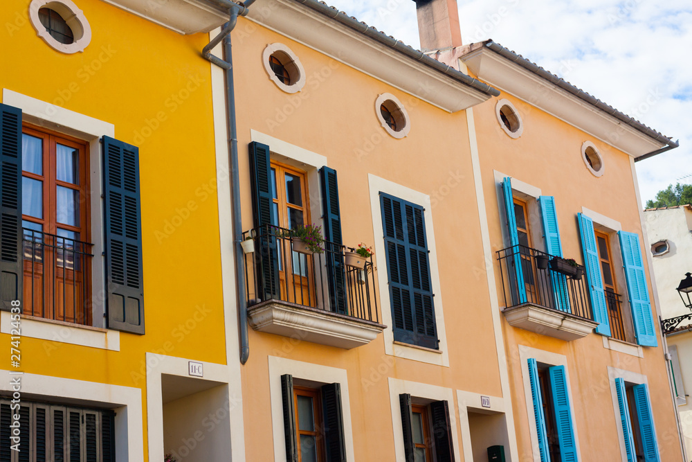 Bright houses in Esporles, Mallorca, Spain 